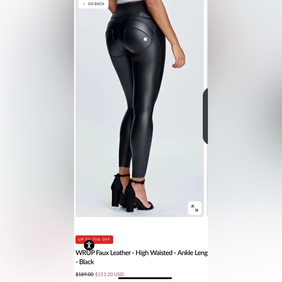 High-Waisted Black Faux Leather Leggings - Picture 2 of 4